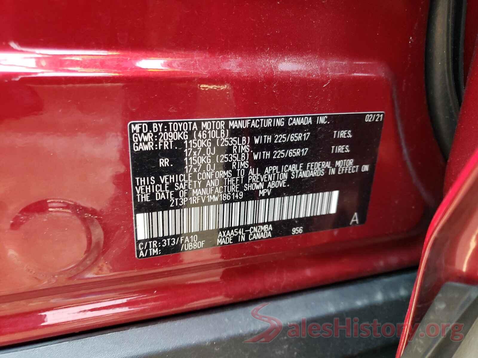 2T3P1RFV1MW186149 2021 TOYOTA RAV4