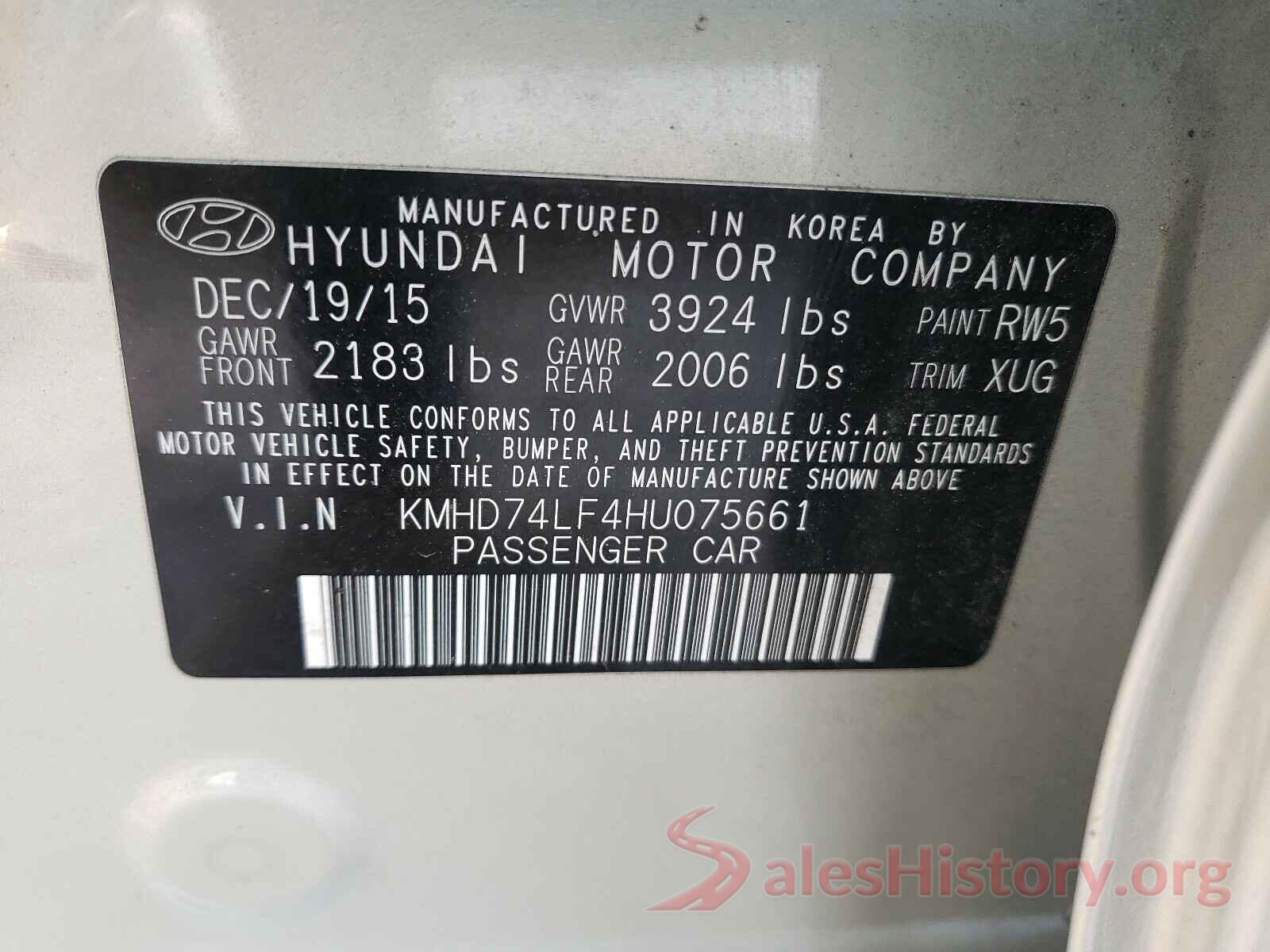 KMHD74LF4HU075661 2017 HYUNDAI ELANTRA