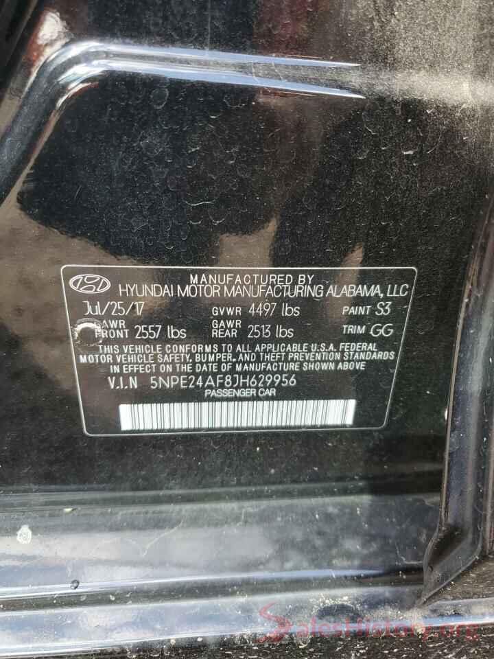 5NPE24AF8JH629956 2018 HYUNDAI SONATA