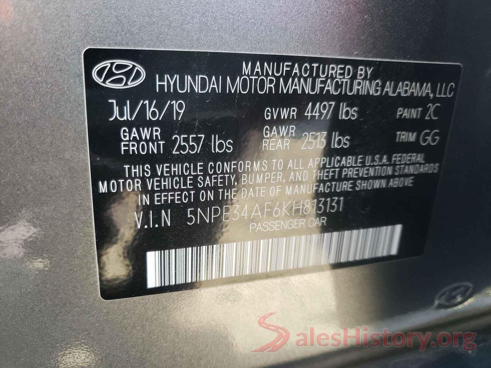 5NPE34AF6KH813131 2019 HYUNDAI SONATA