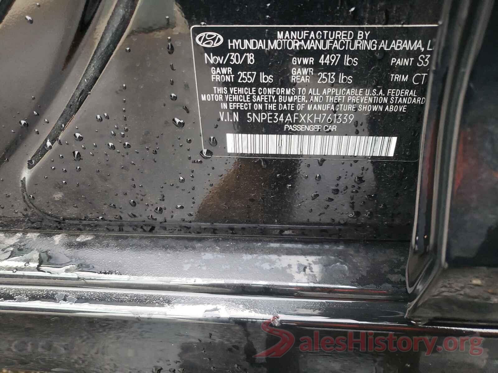 5NPE34AFXKH761339 2019 HYUNDAI SONATA