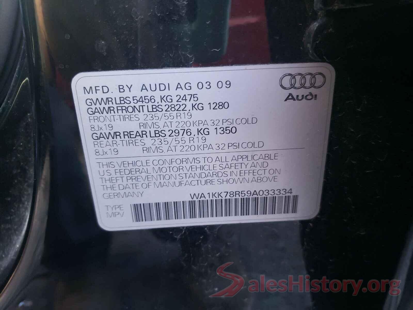 WA1KK78R59A033334 2009 AUDI Q5