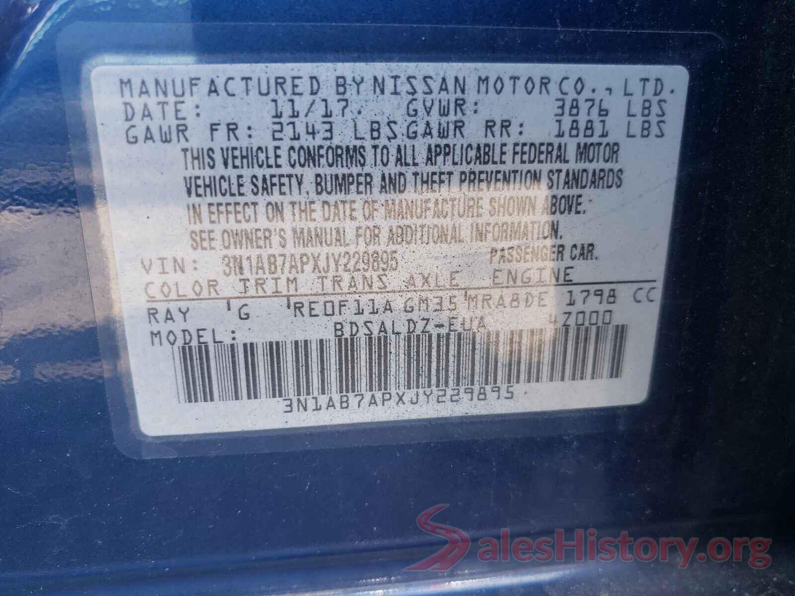 3N1AB7APXJY229895 2018 NISSAN SENTRA