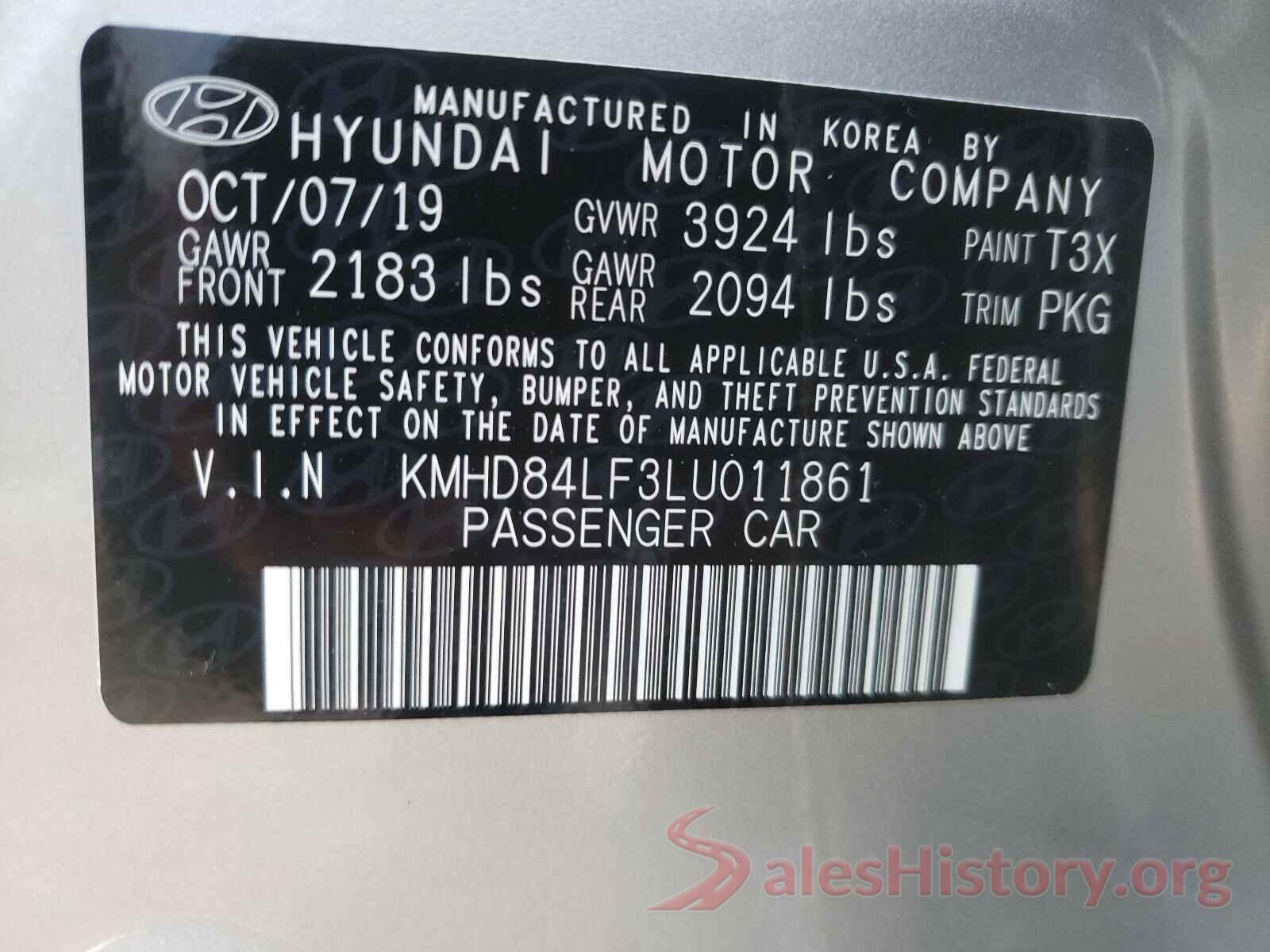 KMHD84LF3LU011861 2020 HYUNDAI ELANTRA