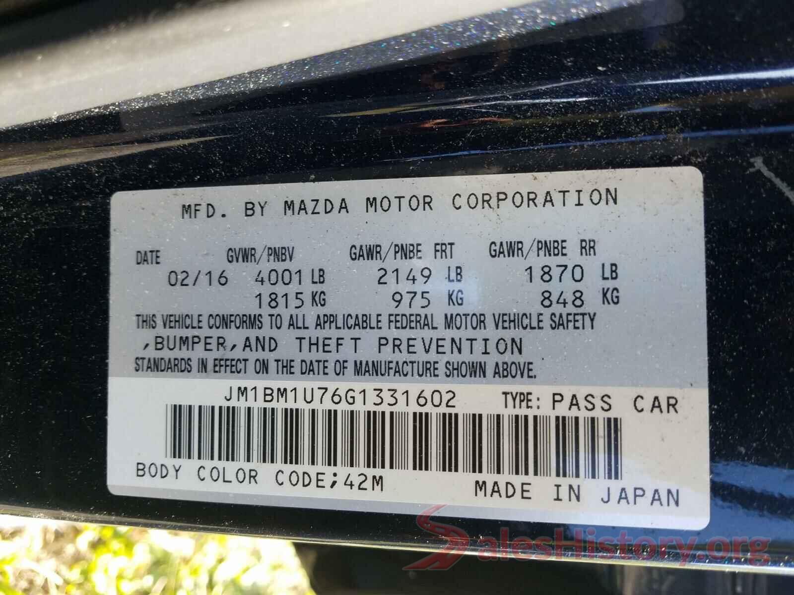 JM1BM1U76G1331602 2016 MAZDA 3