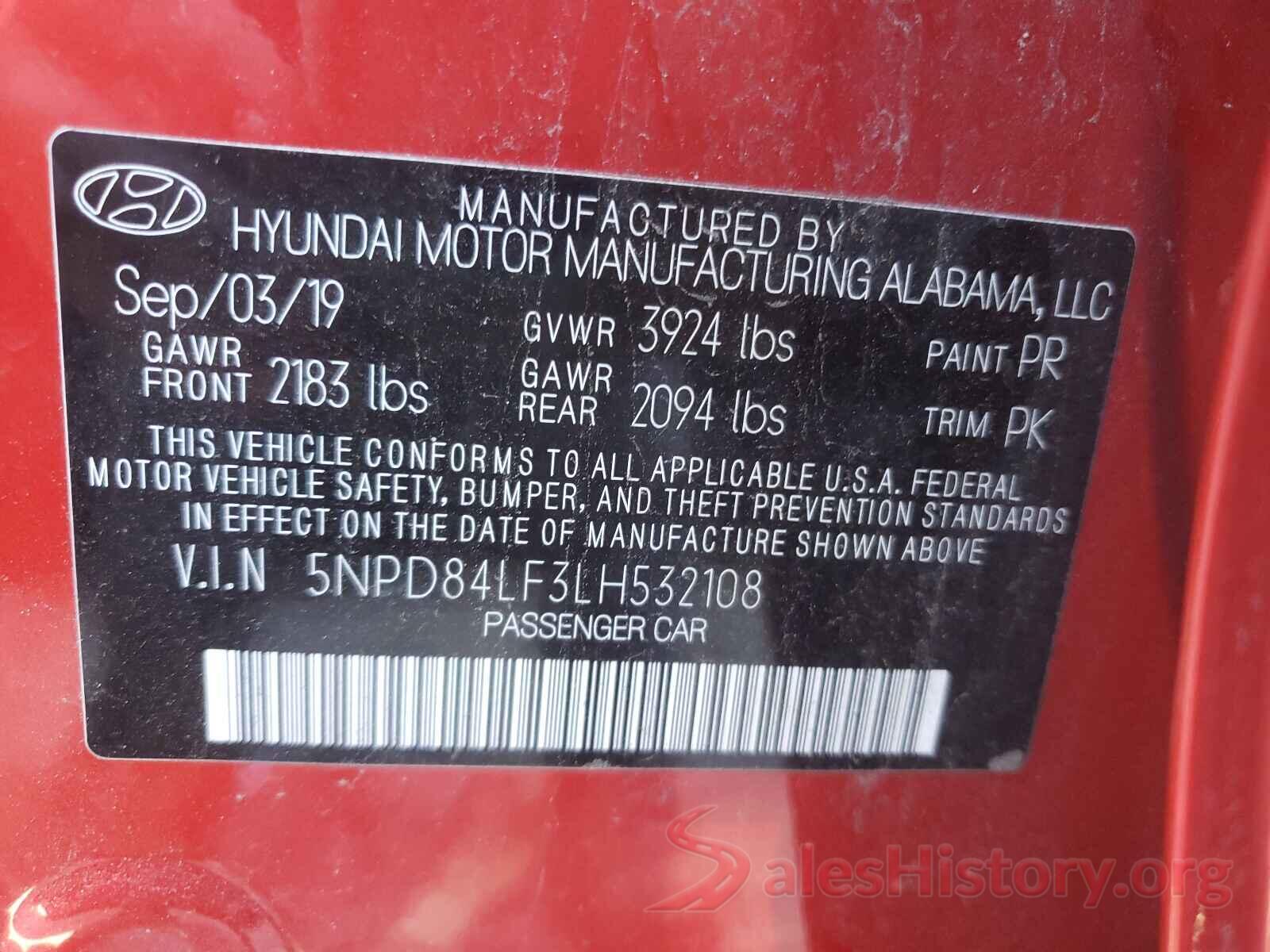 5NPD84LF3LH532108 2020 HYUNDAI ELANTRA