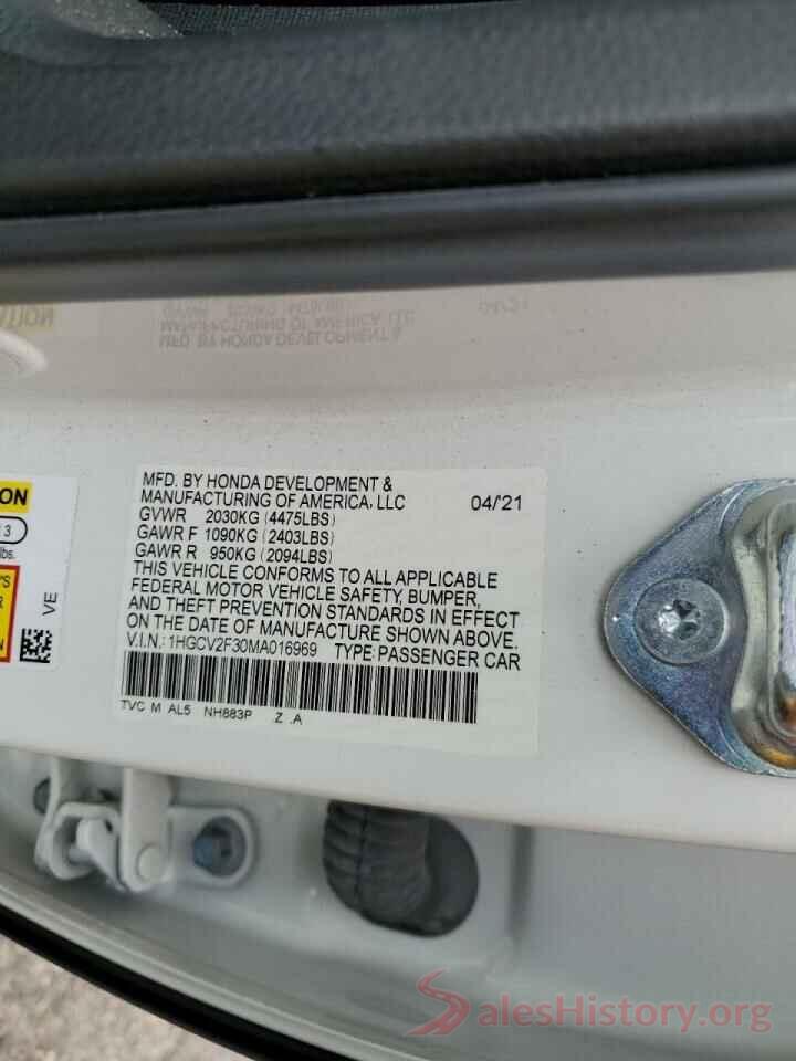 1HGCV2F30MA016969 2021 HONDA ACCORD