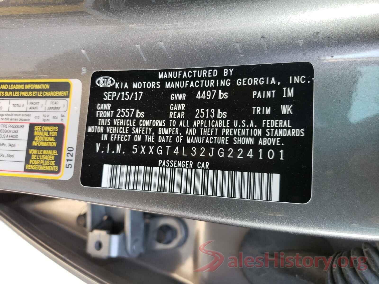 5XXGT4L32JG224101 2018 KIA OPTIMA