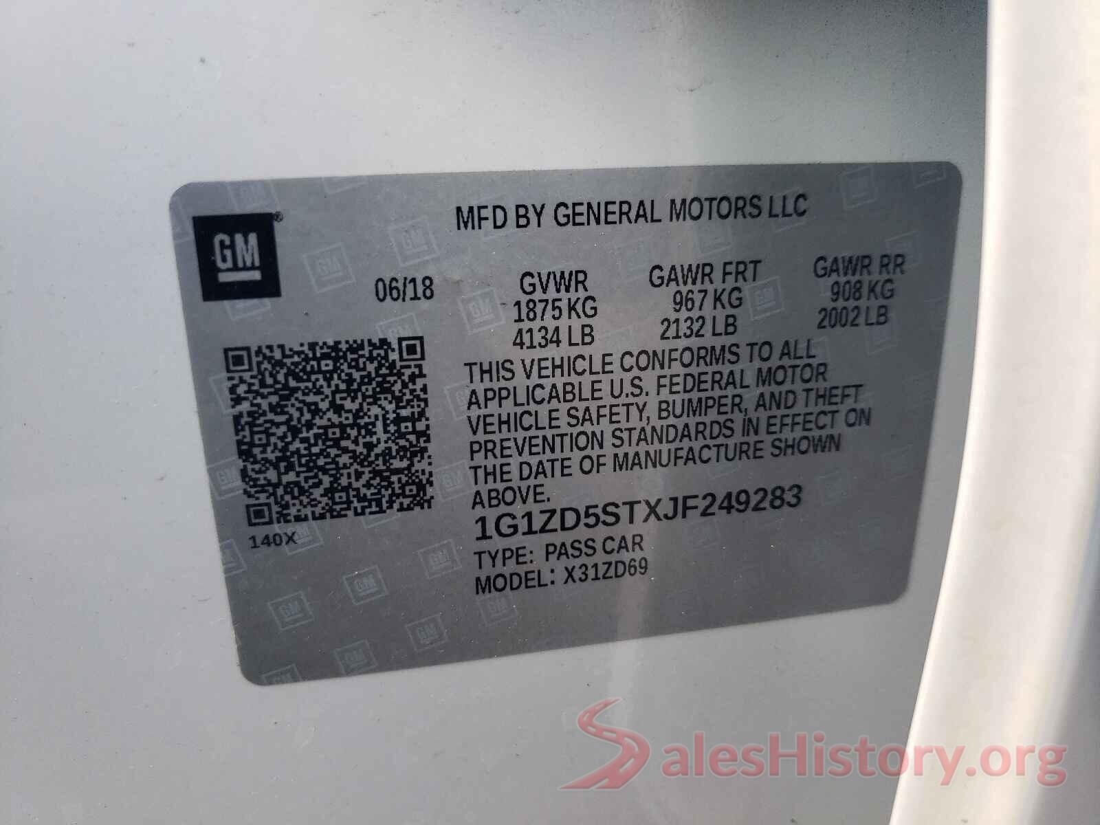 1G1ZD5STXJF249283 2018 CHEVROLET MALIBU