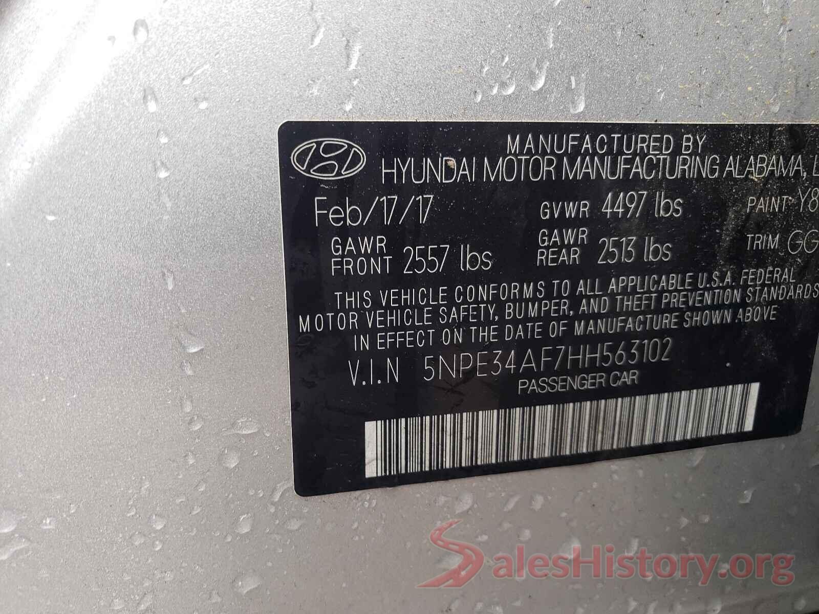 5NPE34AF7HH563102 2017 HYUNDAI SONATA