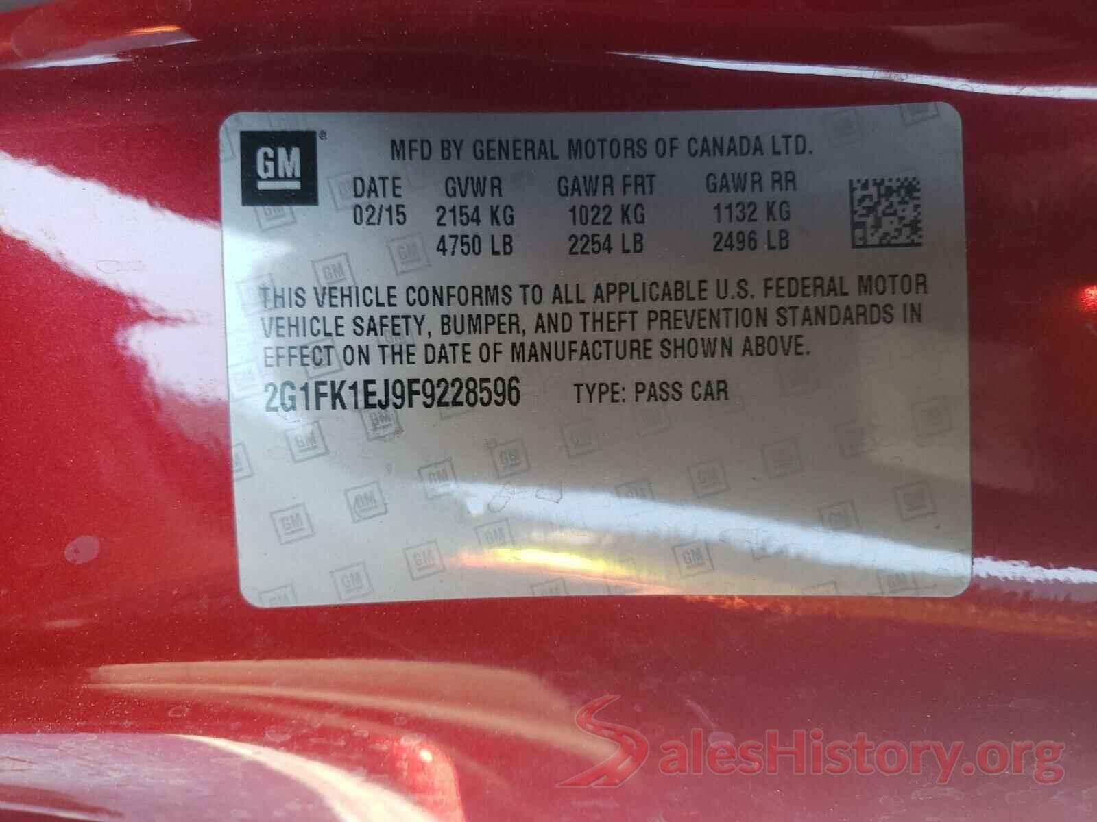 2G1FK1EJ9F9228596 2015 CHEVROLET CAMARO