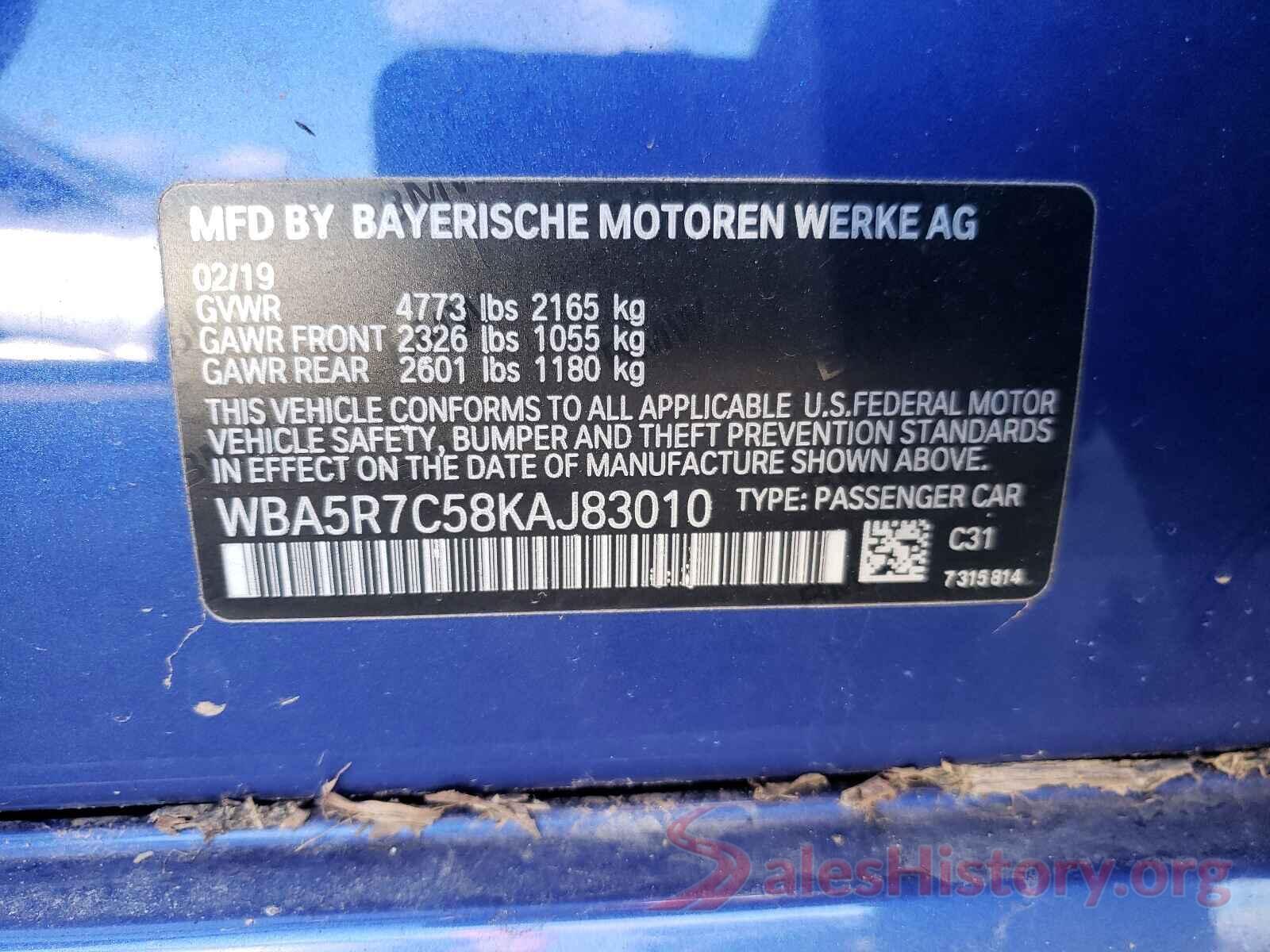 WBA5R7C58KAJ83010 2019 BMW 3 SERIES