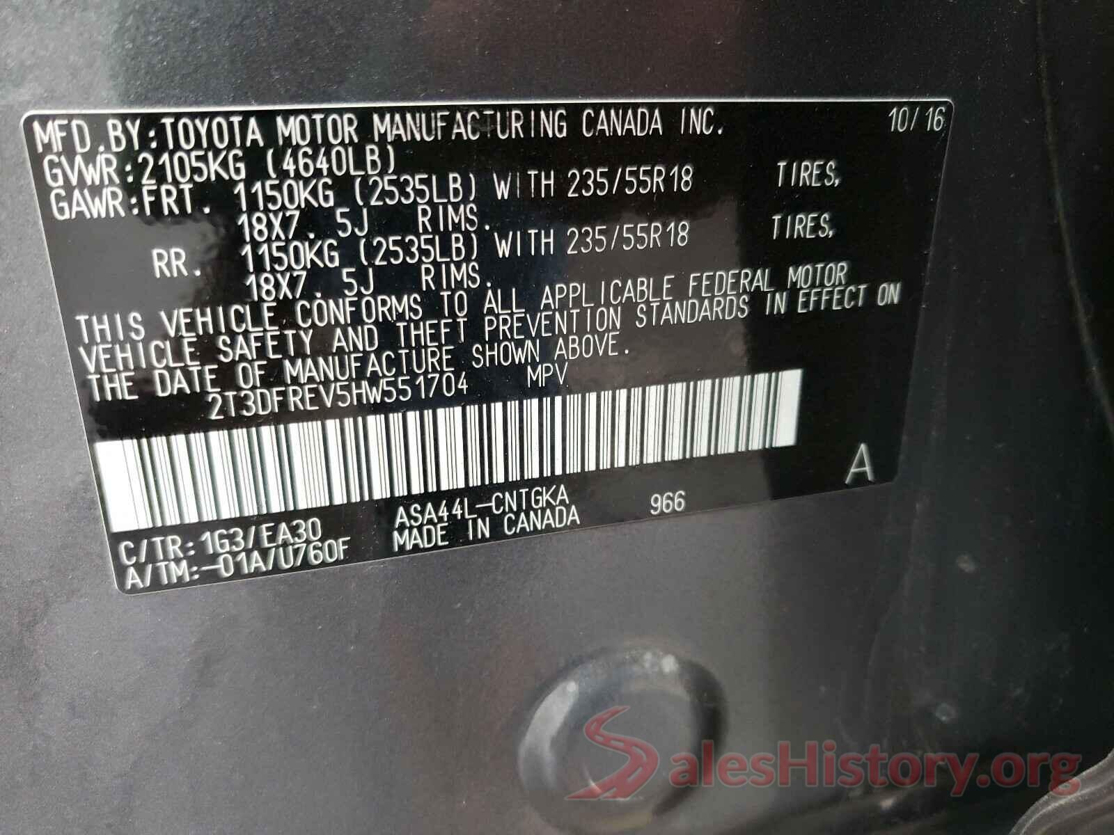 2T3DFREV5HW551704 2017 TOYOTA RAV4