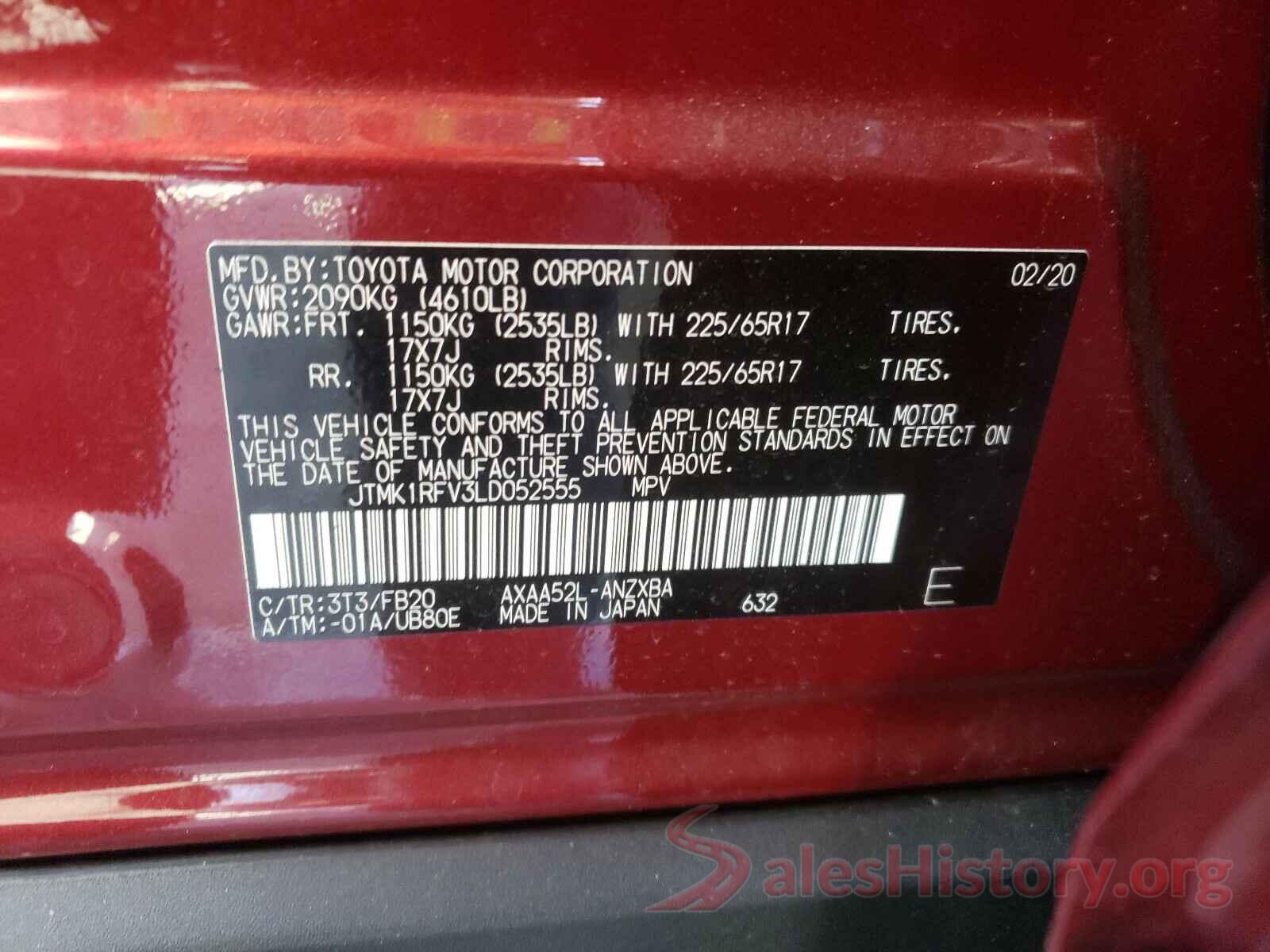 JTMK1RFV3LD052555 2020 TOYOTA RAV4