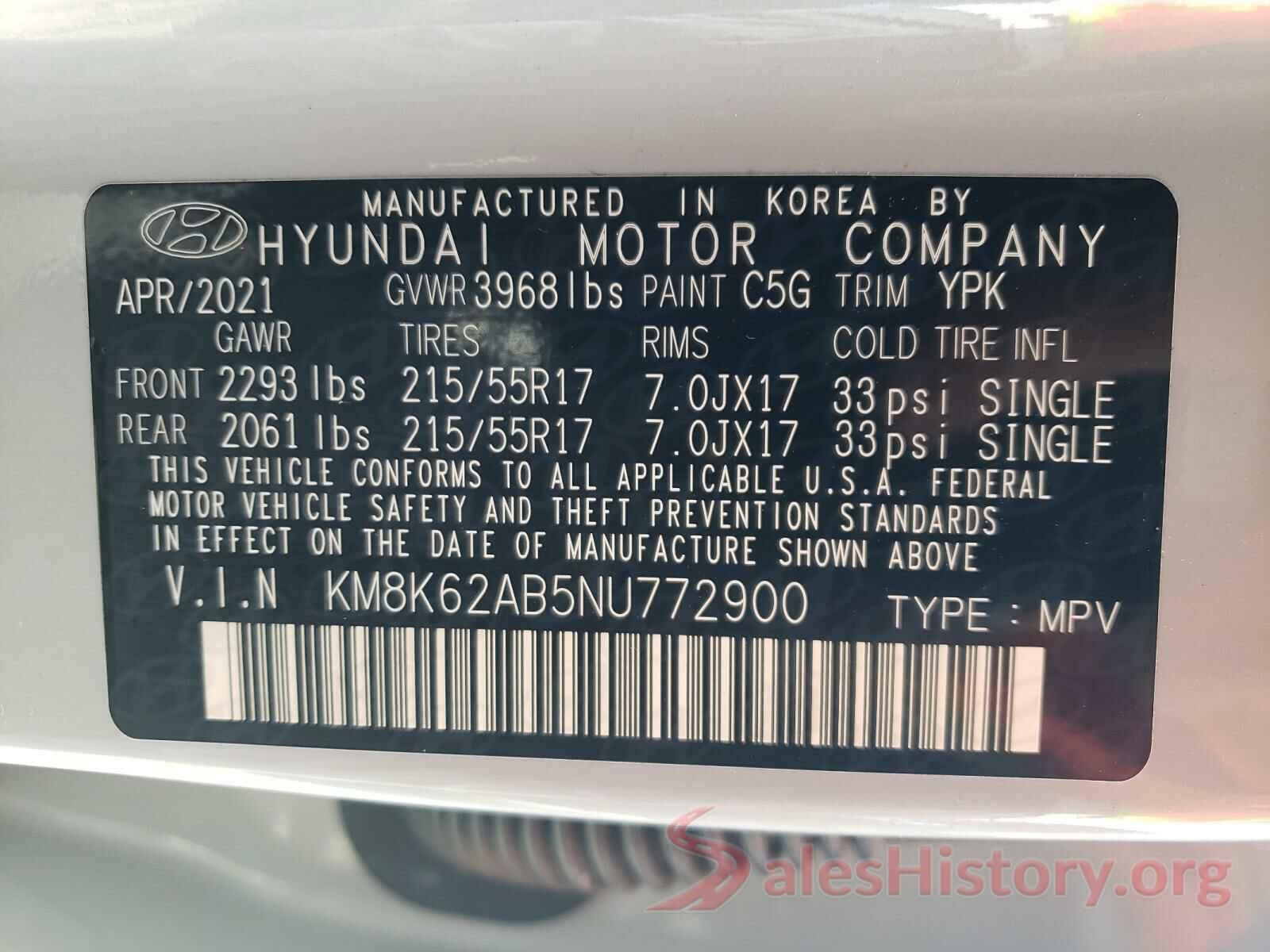 KM8K62AB5NU772900 2022 HYUNDAI KONA