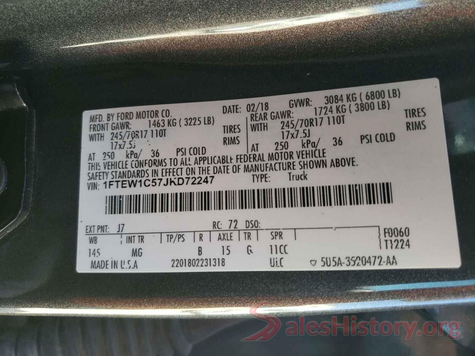 1FTEW1C57JKD72247 2018 FORD F-150