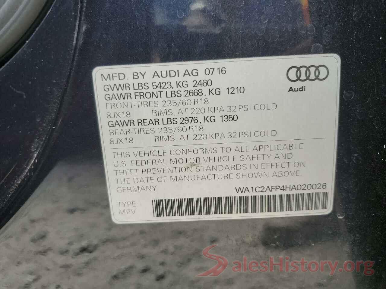 WA1C2AFP4HA020026 2017 AUDI Q5