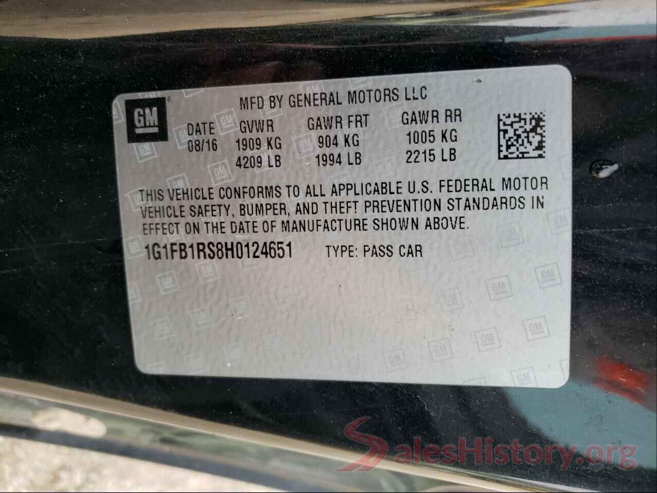 1G1FB1RS8H0124651 2017 CHEVROLET CAMARO