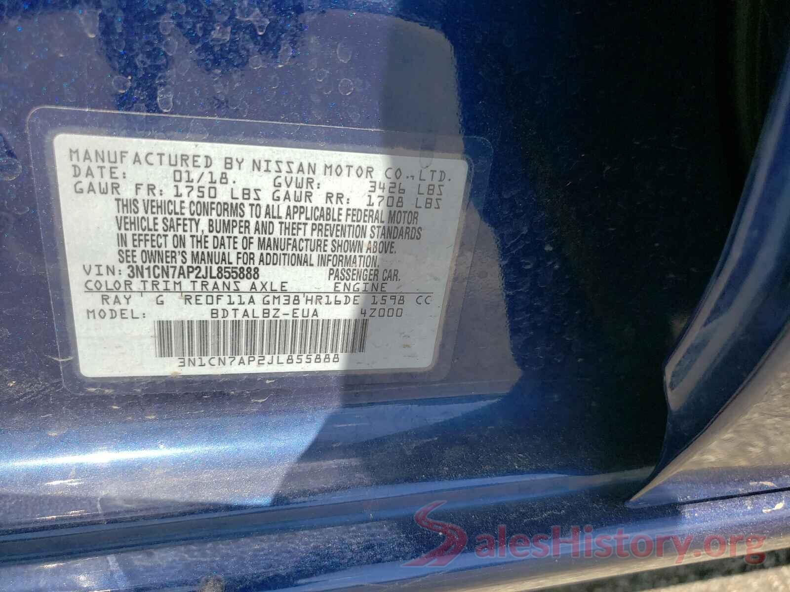 3N1CN7AP2JL855888 2018 NISSAN VERSA