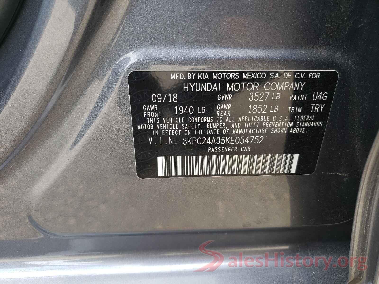 3KPC24A35KE054752 2019 HYUNDAI ACCENT