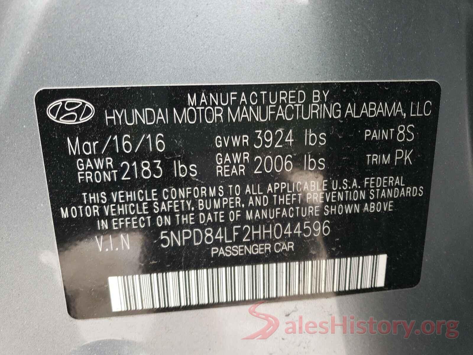 5NPD84LF2HH044596 2017 HYUNDAI ELANTRA