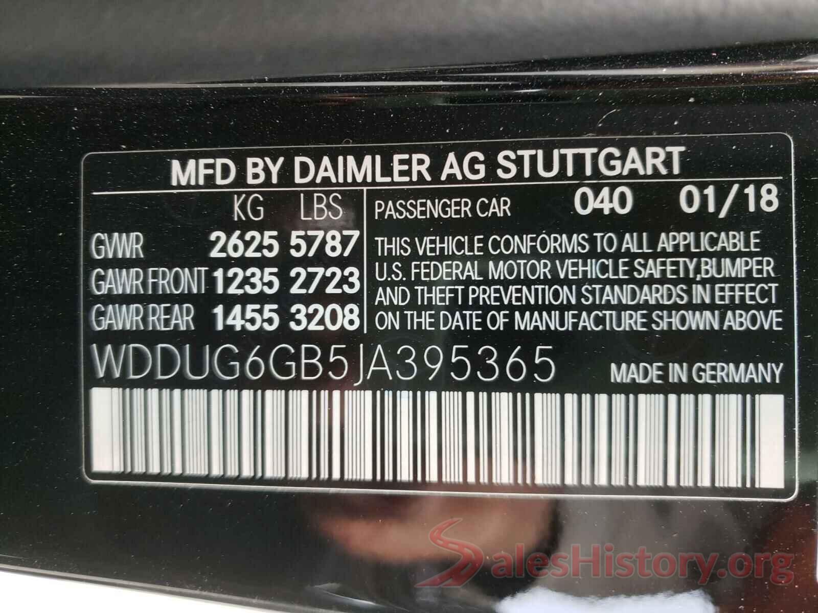 WDDUG6GB5JA395365 2018 MERCEDES-BENZ S-CLASS