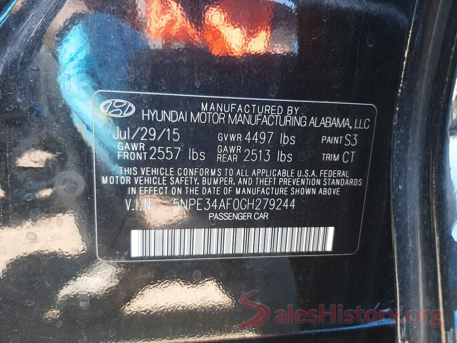 5NPE34AF0GH279244 2016 HYUNDAI SONATA