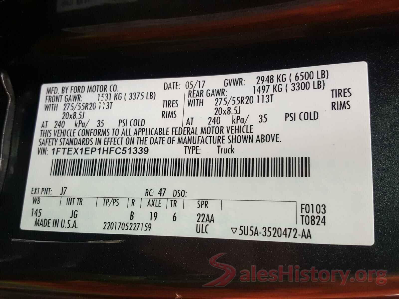 1FTEX1EP1HFC51339 2017 FORD F150