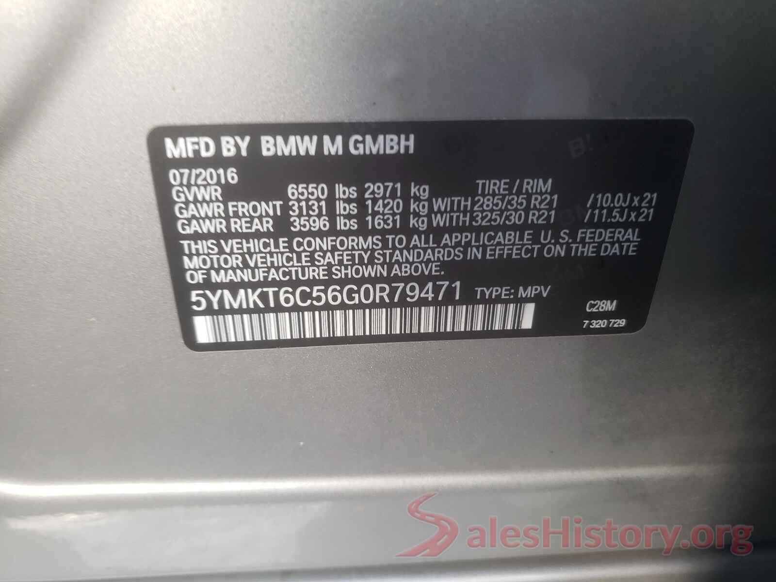 5YMKT6C56G0R79471 2016 BMW X5