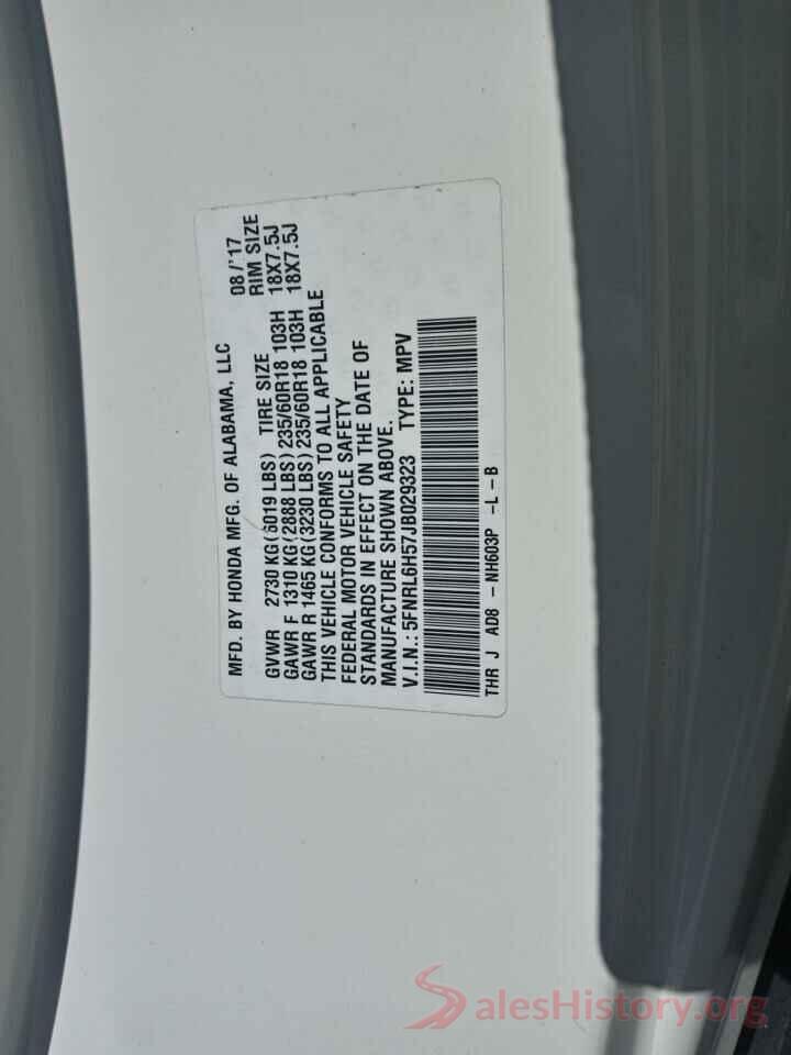 5FNRL6H57JB029323 2018 HONDA ODYSSEY