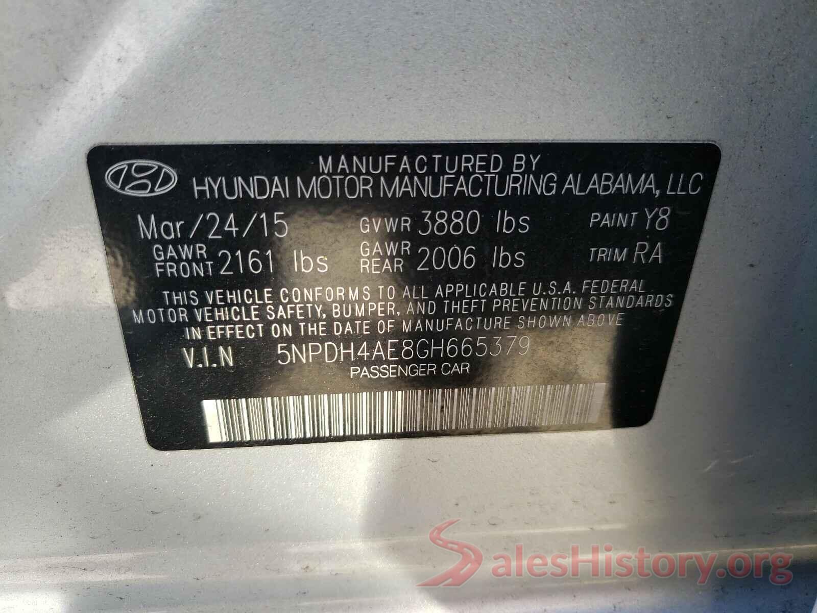 5NPDH4AE8GH665379 2016 HYUNDAI ELANTRA