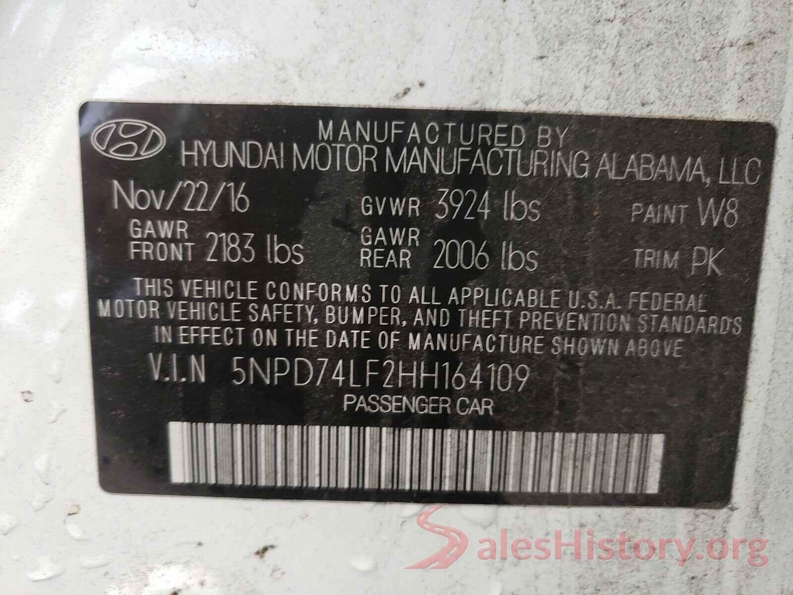 5NPD74LF2HH164109 2017 HYUNDAI ELANTRA