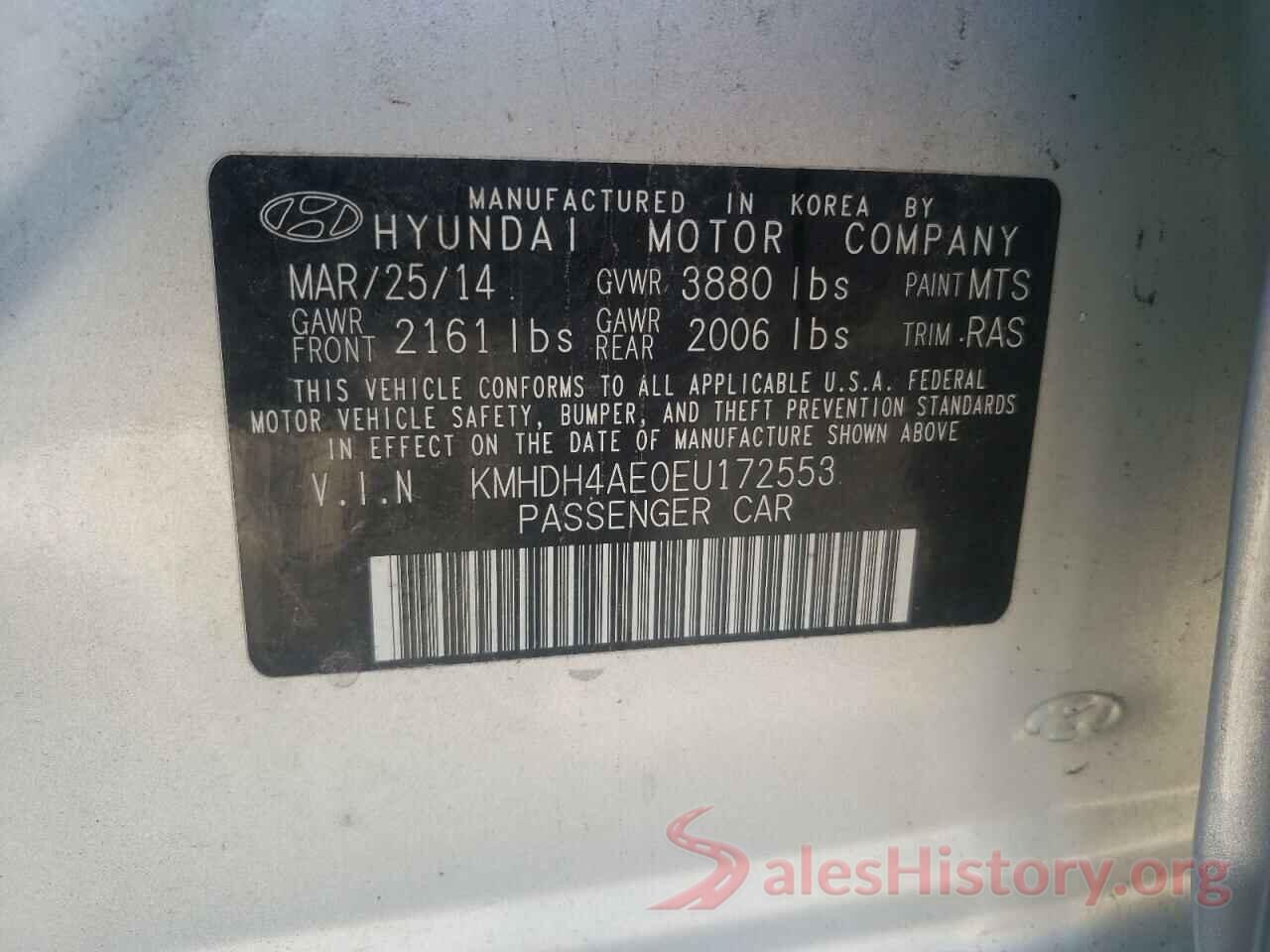 KMHDH4AE0EU172553 2014 HYUNDAI ELANTRA