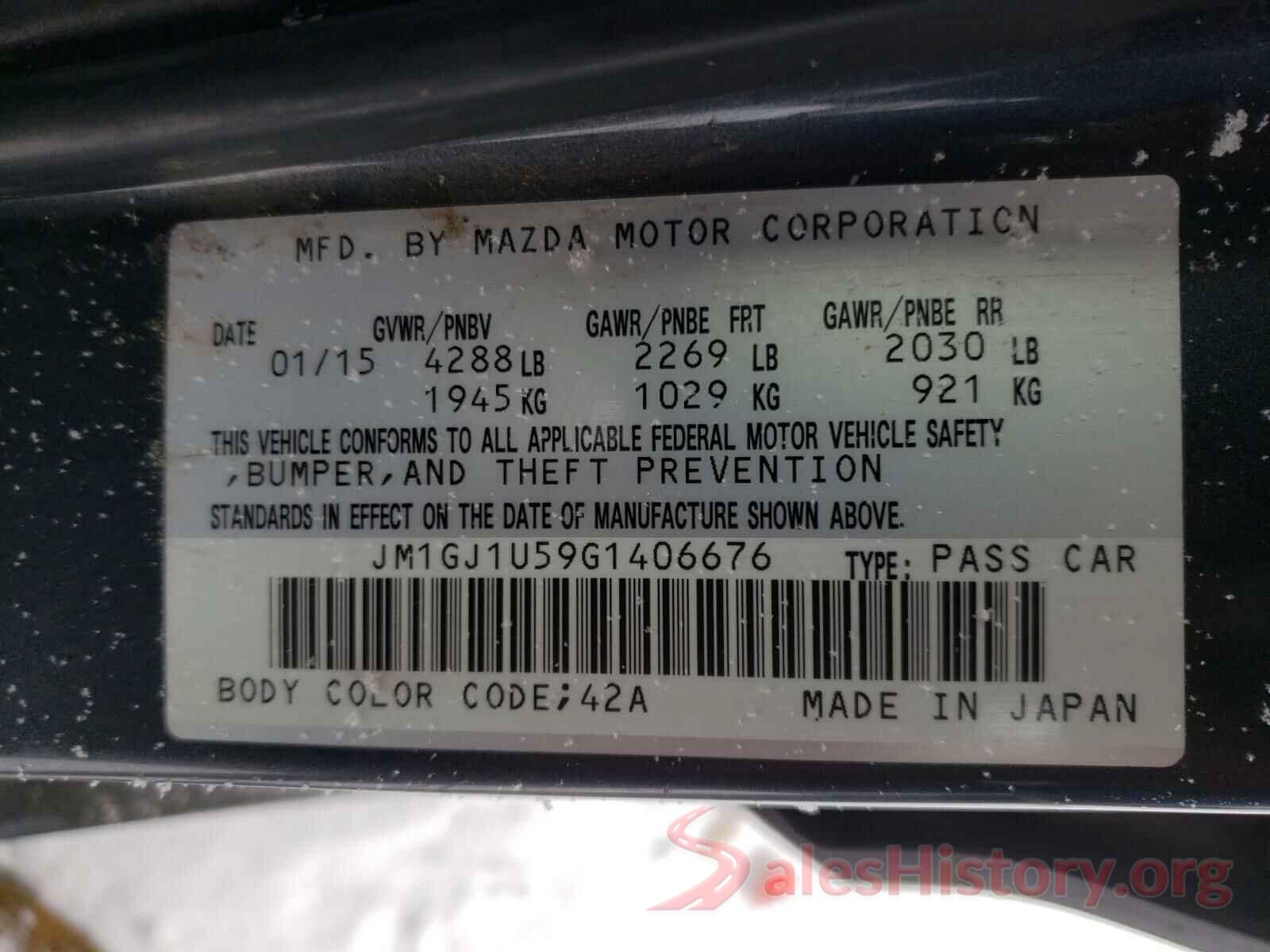 JM1GJ1U59G1406676 2016 MAZDA 6