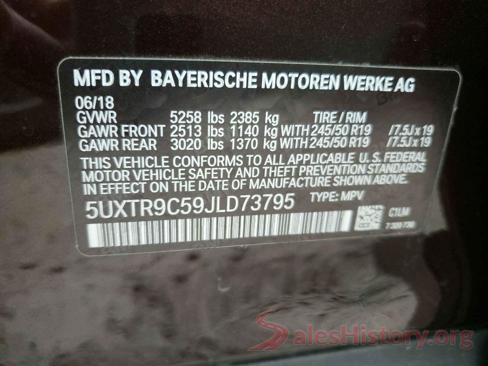 5UXTR9C59JLD73795 2018 BMW X3