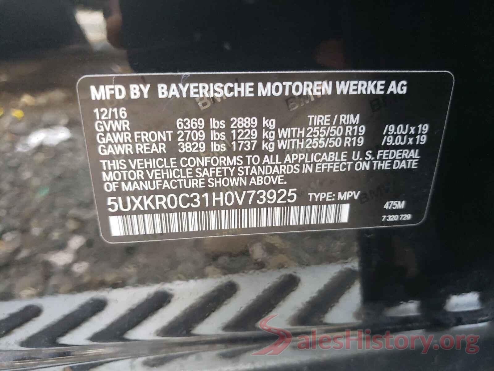 5UXKR0C31H0V73925 2017 BMW X5