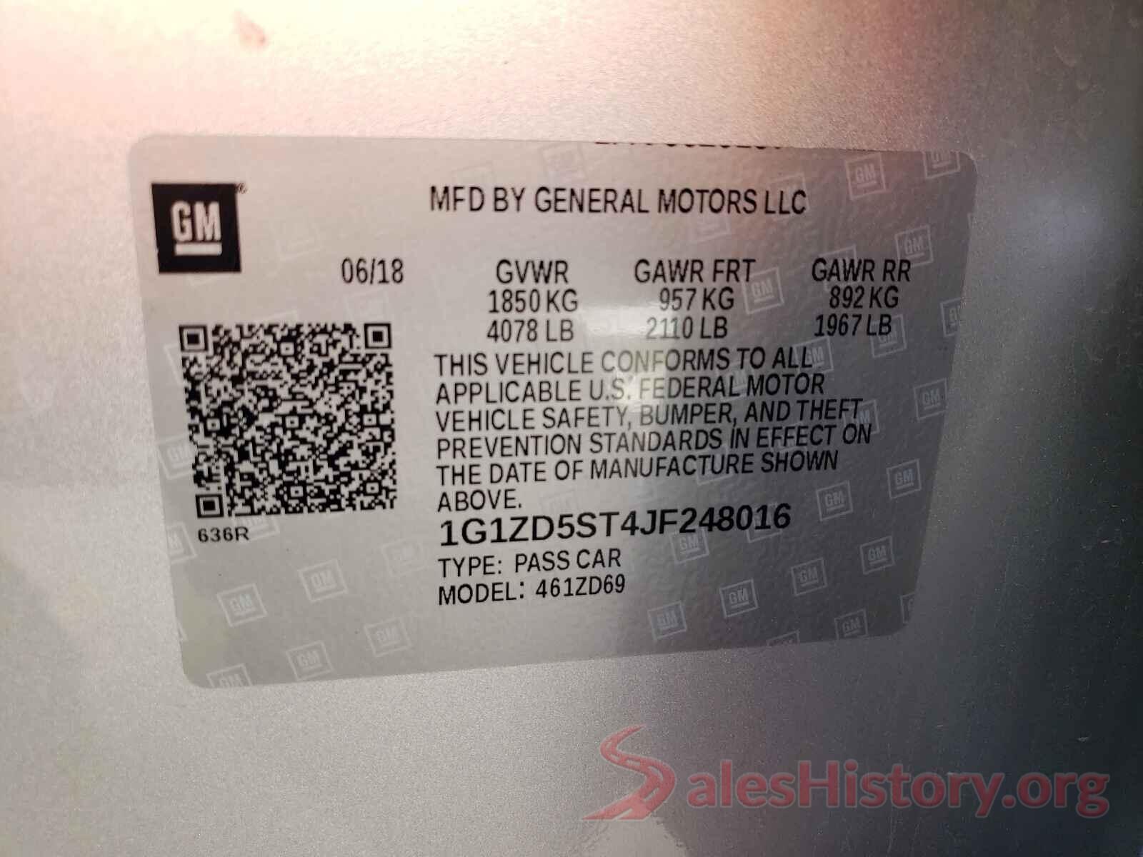 1G1ZD5ST4JF248016 2018 CHEVROLET MALIBU