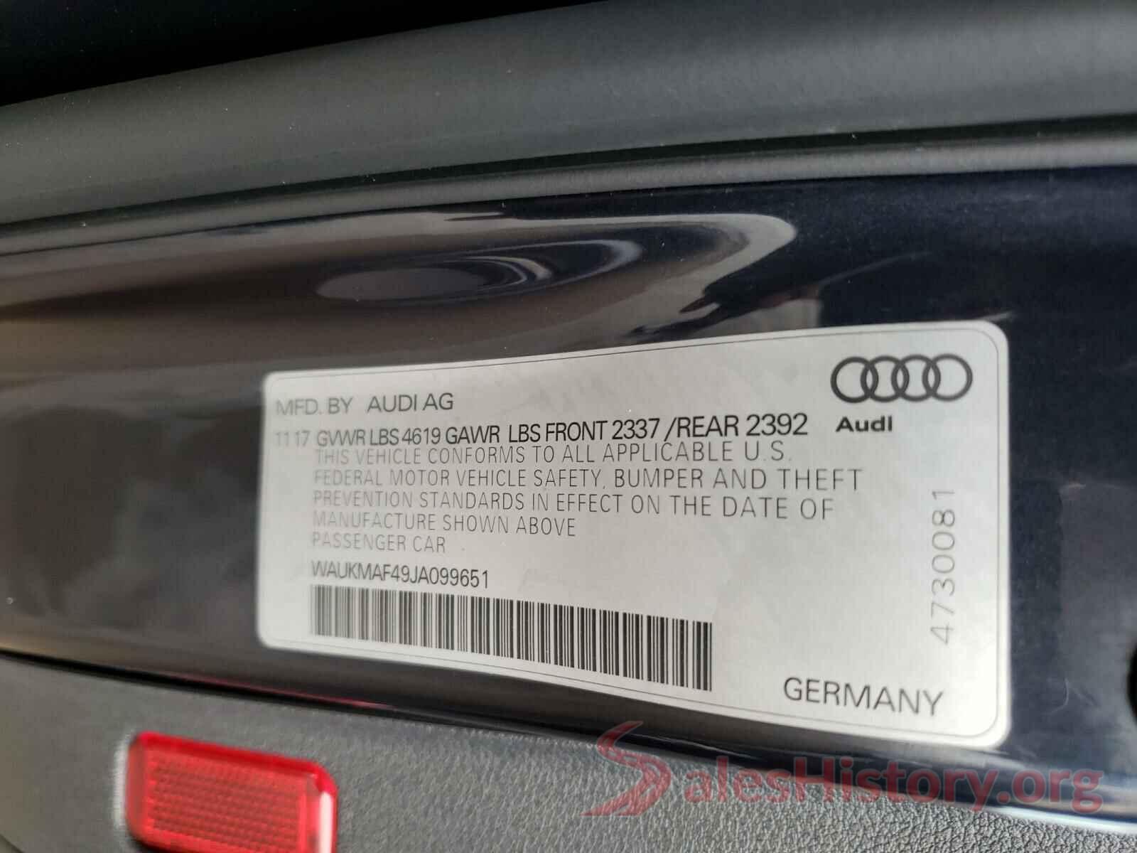 WAUKMAF49JA099651 2018 AUDI A4