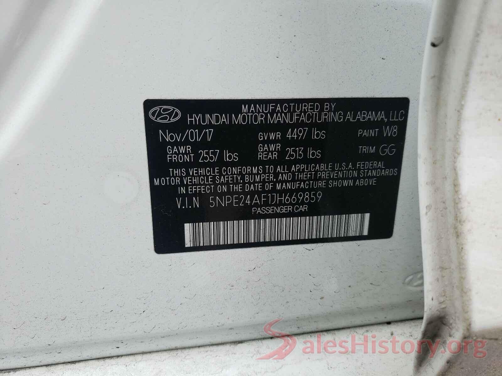 5NPE24AF1JH669859 2018 HYUNDAI SONATA