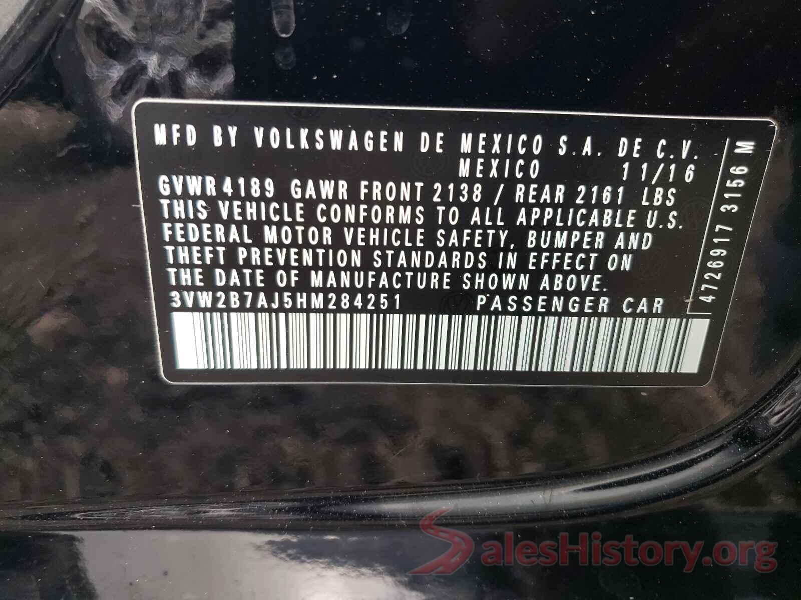 3VW2B7AJ5HM284251 2017 VOLKSWAGEN JETTA