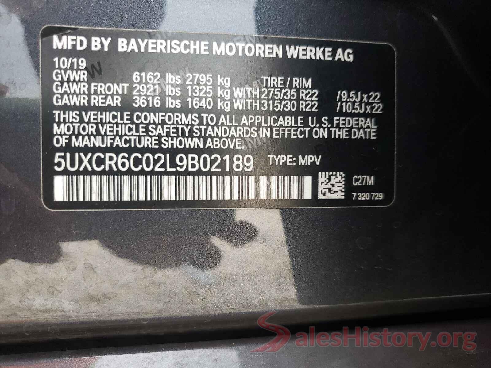 5UXCR6C02L9B02189 2020 BMW X5