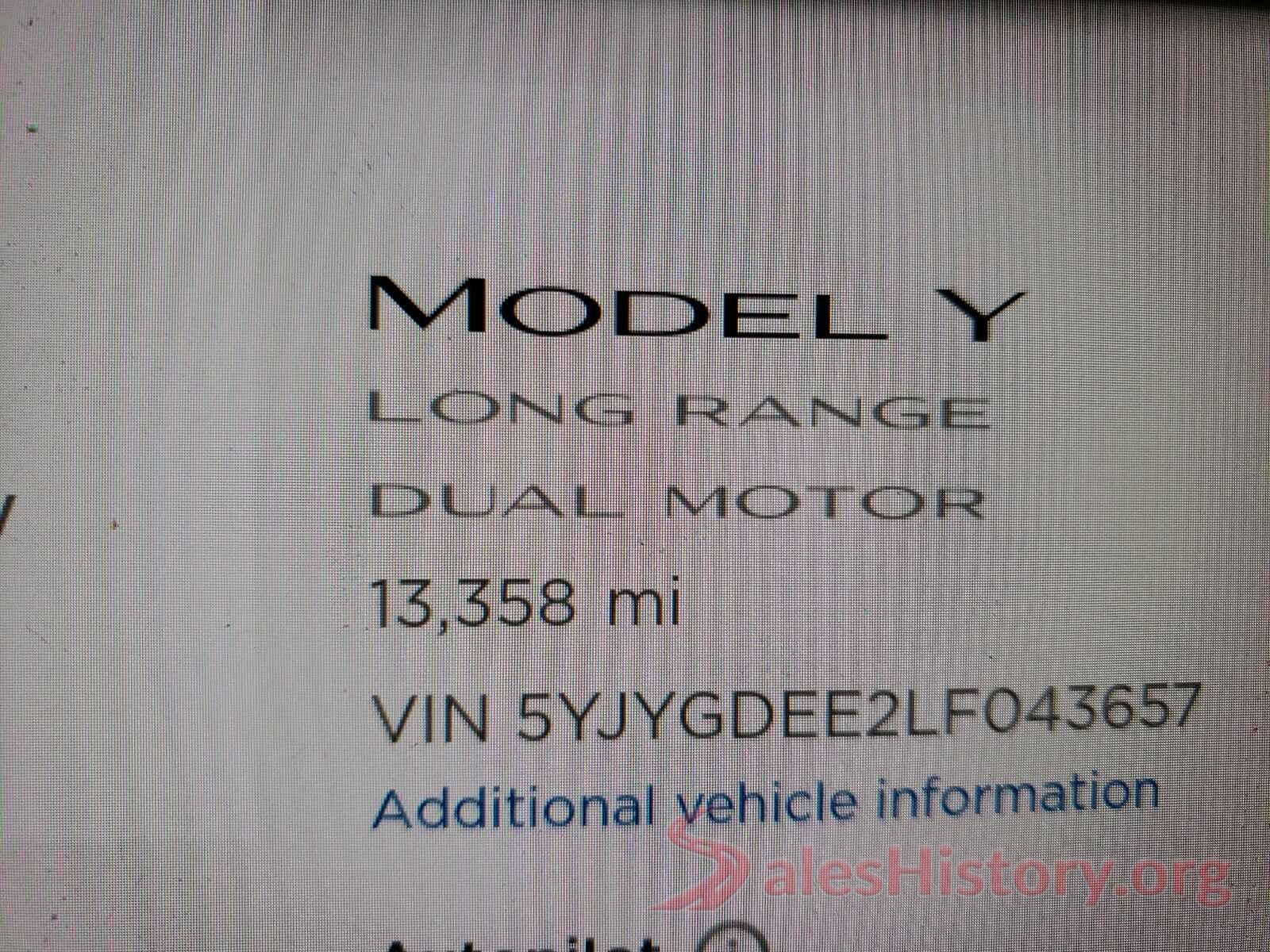 5YJYGDEE2LF043657 2020 TESLA MODEL Y