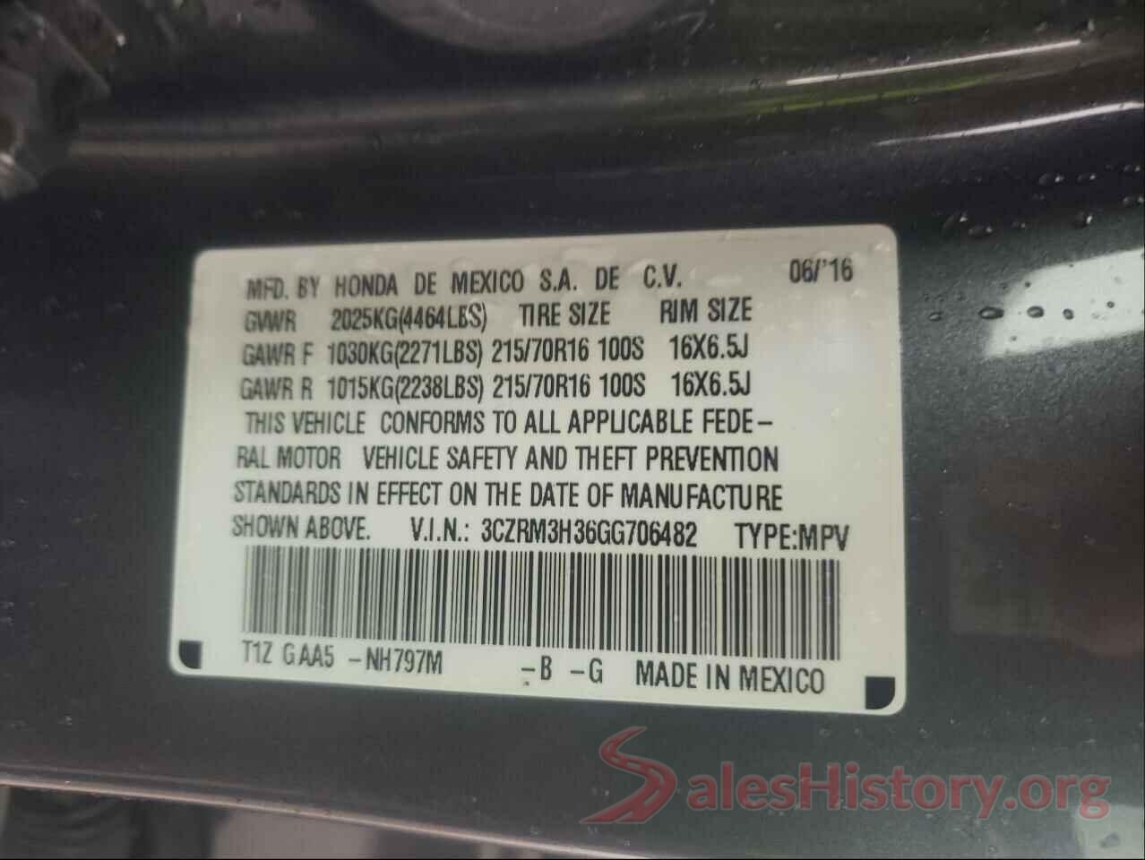 3CZRM3H36GG706482 2016 HONDA CRV