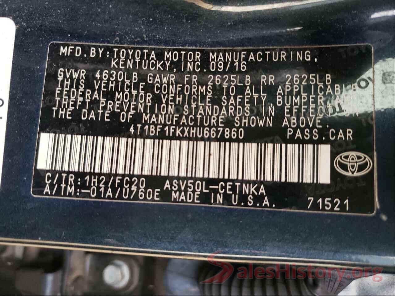 4T1BF1FKXHU667860 2017 TOYOTA CAMRY