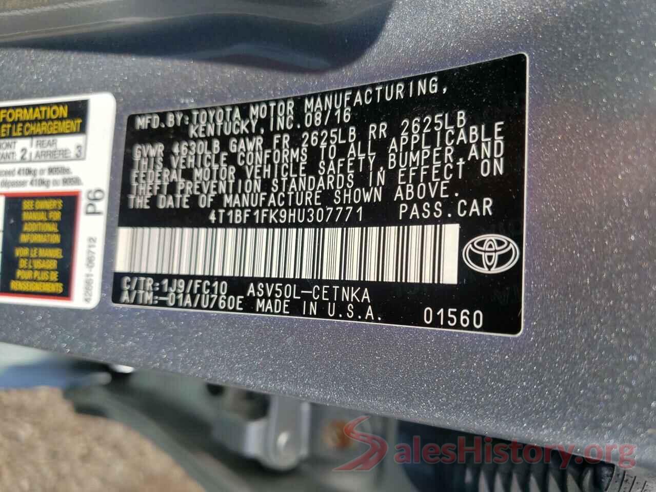 4T1BF1FK9HU307771 2017 TOYOTA CAMRY