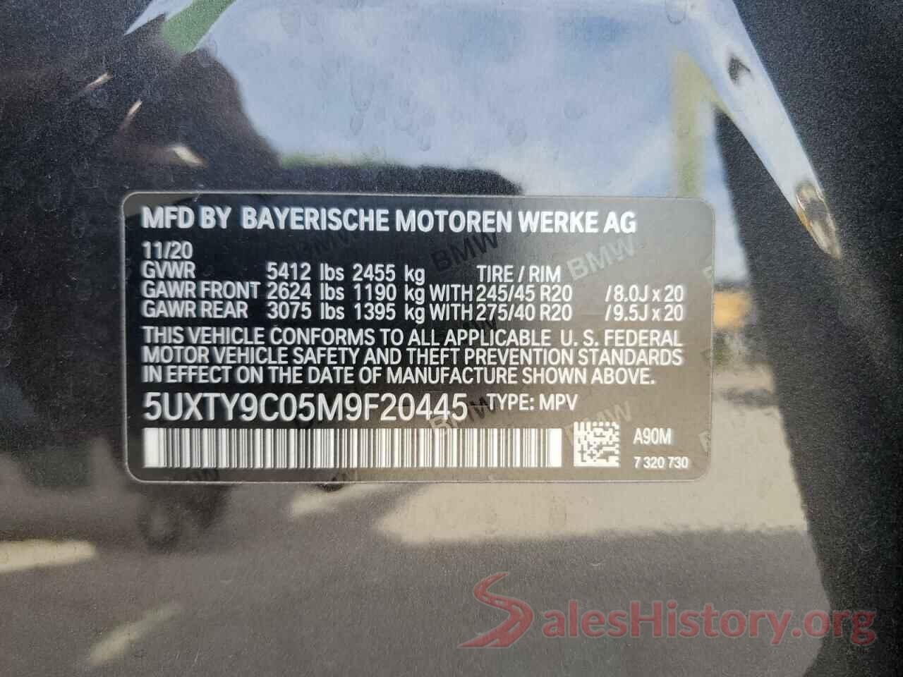 5UXTY9C05M9F20445 2021 BMW X3