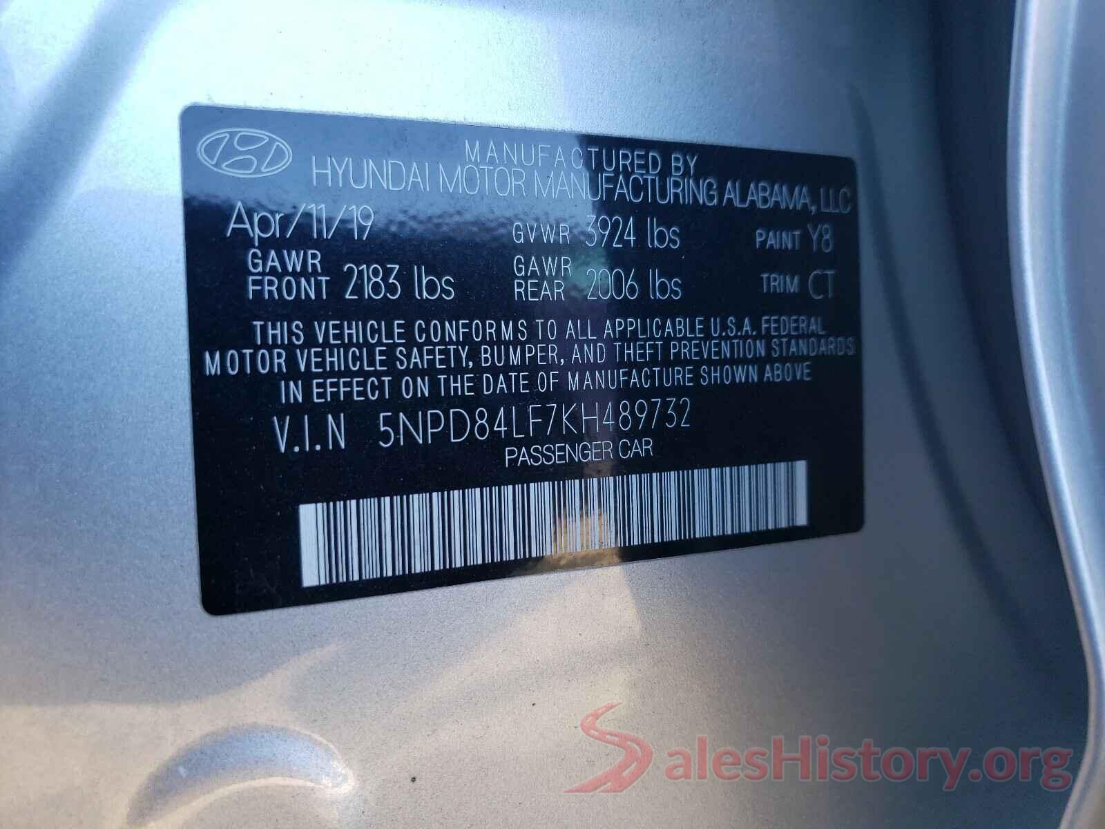 5NPD84LF7KH489732 2019 HYUNDAI ELANTRA