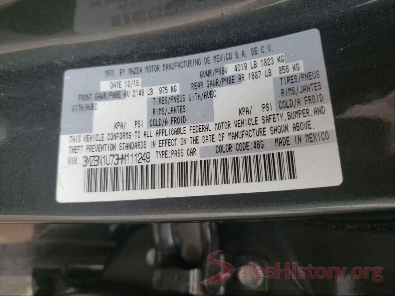 3MZBN1U73HM111249 2017 MAZDA 3