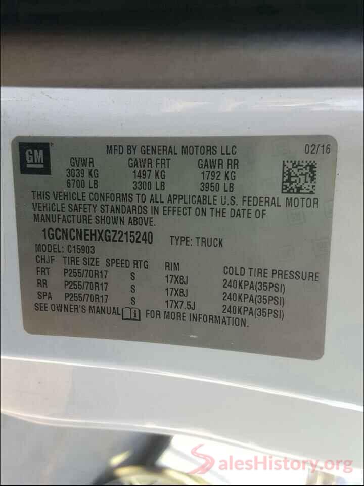 1GCNCNEHXGZ215240 2016 CHEVROLET SILVERADO