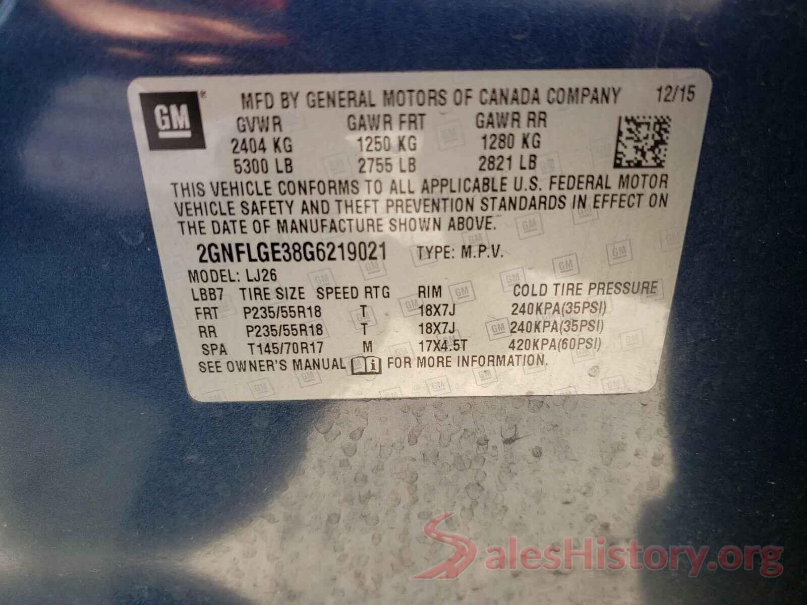 2GNFLGE38G6219021 2016 CHEVROLET EQUINOX